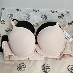 Blake & Co 2PK T Shirt Bra 36D Peach Whip Black NWT Underwire